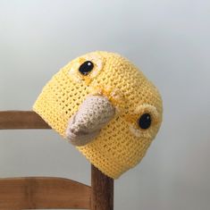 "This soft and sweet canary hat is all handmade from my original design. This fun hat is sure to delight bird lovers. It would make a fantastic and unique gift. Please select desired size. Hat sizing info: 0-3 months: 15\" circumference 3-6 months: 17\" circumference 6-12 months: 18\" circumference 12 months-2T: 19\" circumference 3T-4T: 20\" circumference 4T-tween: 21\" circumference adult small: 22\" circumference adult medium: 23\" circumference adult large: 24\" circumference Care instructio Handmade Whimsical Bonnet Cap, Whimsical Handmade Bonnet, One Size Fits Most, Handmade Whimsical Bonnet, One Size Fits Most, Handmade Whimsical Bonnet, One Size, Cute Handmade Hats For Gifts, Cute Handmade Hat Gift, Playful Handmade Hat, One Size Fits Most, Playful Handmade Cap Style Hat, Handmade Playful Cap Hat