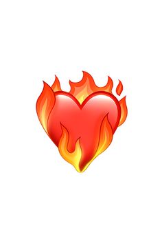 a red heart with flames on it