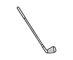 a black and white drawing of a golf club