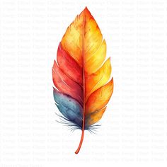 a watercolor painting of a colorful leaf