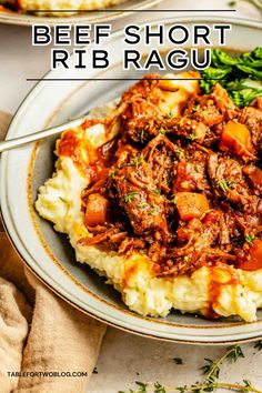 beef short rib ragu served on mashed potatoes