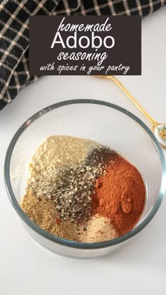 the ingredients for homemade addo seasoning in a glass bowl