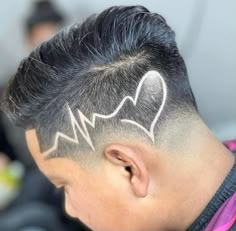 Cool Hair Designs For Men, Men Hair Designs Lines Fade Haircut, Mens Hair Designs Lines, Haircut Designs For Men Lines, Barber Designs In Hair, Heart Design Haircut, Hair Tattoo Designs For Men, Haircut Designs Men