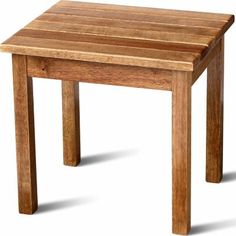 a small wooden table sitting on top of a white floor