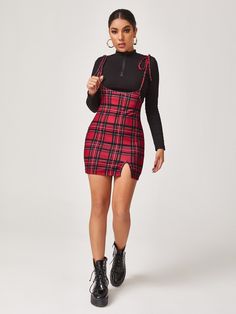 0 Pinafore Dress Outfit, Random Fashion, Preppy Dresses, 90s Looks, Elegant Dresses Classy, Belted Shirt Dress, Pinafore Dress, Red Outfit, Really Cute Outfits