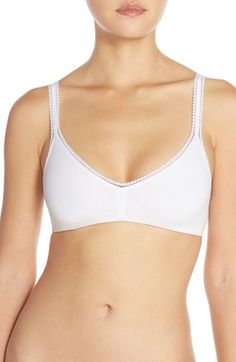 Free shipping and returns on On Gossamer Stretch Cotton Bralette at Nordstrom.com. Supersoft pima cotton makes this an easy, comfortable everyday style designed with double lining for superb coverage and interior slits for optional enhancer cups. Feeding Bra, Yellow Lingerie, Cotton Bralette, Comfy Bra, White Bralette, Cotton Bras, White Bras, Support Bras, Lace Fashion