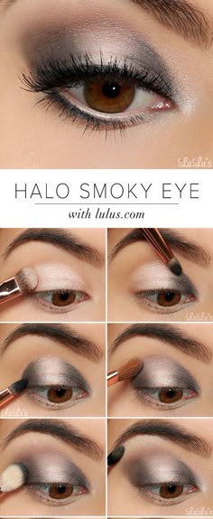 Eye Makeup For Brown Eyes, Silver Smokey Eye, Smoky Eye Makeup Tutorial, Eyeshadow Tutorial For Beginners, Beginners Eye Makeup