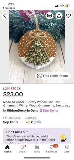 an ornament made to look like a christmas tree is shown on the instagram page