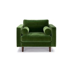 Roma Fabric Chair in Green Velvet 42” Velvet Tufted Chair, Green Velvet Chair, Neck Roll Pillow, Velvet Lounge Chair, Mid Century Modern Lounge Chairs, Tufted Seat Cushion, Velvet Lounge, Blue Chair, Velvet Chair