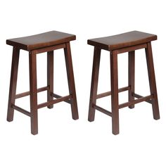 Spruce up your kitchen counter area with the 2-pack of PJ Wood Classic Saddle-Seat Kitchen Counter Stools. These stools are ideal for all occasions, whether paired with a small dining space that you already have, adding seating to your countertop, or casual entertaining space. Constructed from sturdy, durable wood, these bar stools feature comfortable, round, backless seats that stand 24 inches high, with a classic and modern design that fits in with any existing decor. With 4 well-balanced, squ Small Dining Space, Saddle Bar Stools, Kitchen Bar Counter, Casual Entertaining, Saddle Stools, Kitchen Counter Stools, Built In Bar, Entertaining Space, Saddle Seat