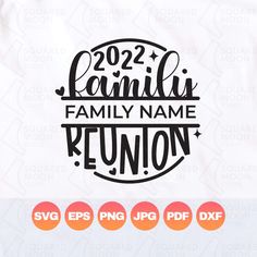 🔥🔥THIS DESIGN IS INCLUDED WITH OTHER FAMILY REUNION DESIGNS IN THIS BUNDLE https://www.etsy.com/listing/1220237302/family-reunion-svg-bundle-family-name --------------------------------------------------------------- ⭐⭐THE 40 % OFF DISCOUNT IS STILL VALID (WHEN YOU BUY 3 LISTINGS OR MORE --------------------------------------------------------------- YOU WILL RECEIVE: AN INSTANT DOWNLOAD FILE (THIS IS NOT A PHYSICAL PRODUCT) 1 Zip File includes (SVG, EPS, DXF) Perfect for use with your Silhoue Family Gathering Shirts Design, Family Reunion T Shirts Designs Ideas, Family Reunion Tshirt Design Shirt Ideas, Family Reunion Shirts Ideas, Family Reunion Logo, Family Reunion Design, Family Reunion Tshirts