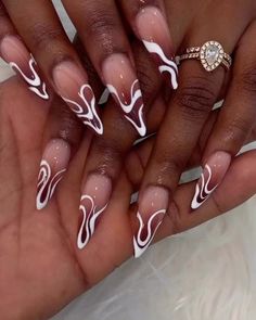 Nail Inspiration Non Acrylic, Raised Acrylic Nail Art, Fancy French Tip Nails Art Designs, Simply Cute Nails, Pink Designed Nails, Diy Patriotic Nails, Pink Nails With White Design, Ghana Nails, 2024 Acrylic Nails