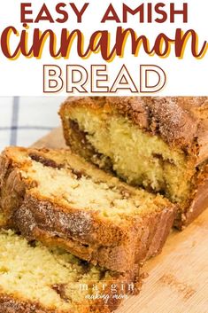 If you love Amish cinnamon bread but don't have time to feed a starter, you're going to love this easy recipe! It's a soft, tender quickbread with cinnamon swirl and a cinnamon sugar topping. Great as a coffee cake for breakfast or with whipped cream for dessert. Taste Of Home Cinnamon Swirl Bread, Amish Cinnamon Swirl Bread, Breakfast Bread Recipes Easy, Sweet Cinnamon Bread Machine, Cinnamon Strudel Bread, Great Harvest Cinnamon Swirl Bread, Easy Delicious Bread Recipes, Breakfast Breads Easy Brunch Recipes, Easy And Fast Cinnamon Twist Loaf