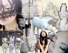 an artistic collage with images of women and horses