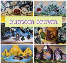 several different pictures with the words custom crown on them