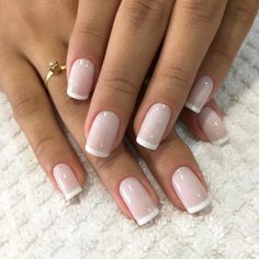 French Manicure Gel Nails Square, White On Pink French Tip, Different French Manicure Ideas, Best French Manicure, French Rosa, Liquid Gel Nails, Nails Grunge, French Pedicure, French Manicures