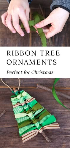 ribbon tree ornament made out of strips of green paper