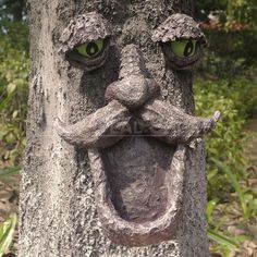 Tree Face Sculpture Set-Next Deal Shop-Next Deal Shop Spring Garden Decor, Old Man Face, Face Sculpture, Outside Garden, Tree Statues, Wild Bird Feeders, Outdoor Trees, Tree Faces, Funny Decor