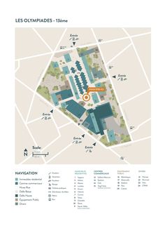 a map showing the location of some buildings and parking spaces in an area with many trees