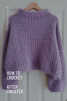 crochet, crocheting, sweaters, easy crochet stitches, free crochet pattern, fashion, trends, purple, violet, lavender, mohair, knit look, uncinetto, ganchillo, hakeln, hekle, croche, tejido, szydełko, szydełkowanie, sweter na szydełku, szydełkowy sweter Crochet Sweater Tutorial Videos, Crochet Pullover Pattern Free, Purple Crochet Projects, Crochet Gilet, Crochet Jersey, Crochet Pullover Sweater, Diy Crochet Cardigan, Crochet Cardigan Tutorial, Pullover Crochet