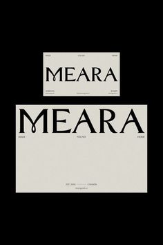 two black and white images with the words meana on them in different font styles