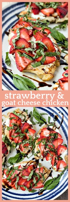 strawberries and goat cheese chicken on a plate