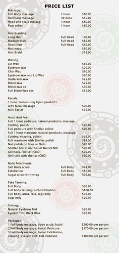 Spa Services Menu Ideas, Esthetics Price List, Salon Pricing Menu Ideas, Esthetics Service List, Service Menu Spa, Price List Esthetician, Esthetician Price List Ideas, Esthetician Services Ideas, How To Start A Spa Business