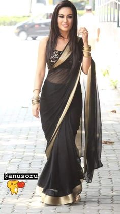 Surbhi Jyoti Saree Naagin 3, Surbhi Jyoti Saree, Simple Saree Designs, Woman In Black, Sari Dress, Indian Saree Blouses Designs