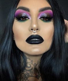 Pink Eyeliner Makeup, Sarah Cabrera, Black Lipstick Makeup, Spooky Makeup, Lunar Beauty, Pink Eyeliner, Tomorrow Is The Day, Dramatic Eye Makeup, Witch Makeup