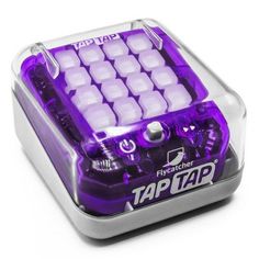 an electronic device with purple buttons in the shape of a keyboard on a white background