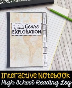 an interactive notebook for high school reading logs with the title genne exploration