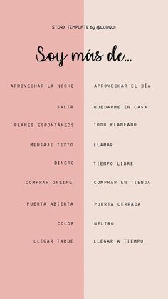 a pink and white poster with the words soy mois de in spanish on it