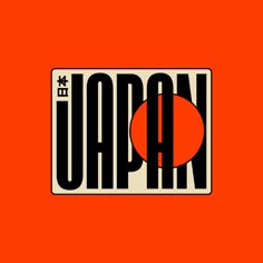 an orange background with the word japan in black and white letters on top of it