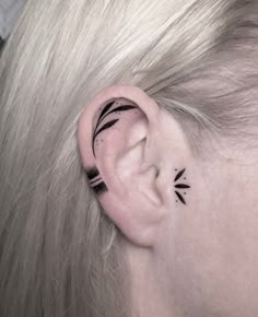 #eartattoo Women’s Tattoos Ear, Tattoo Beside Ear, Cute Tattoo Behind Ear, Ear Tats Tattoo, Viking Ear Tattoo For Women, Near Ear Tattoo, Japanese Ear Tattoo, Tattoo For Ear, Ear Tattoo Lines