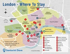 the london where to stay is shown in this map