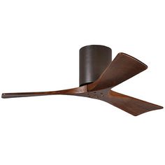 a brown ceiling fan with wooden blades