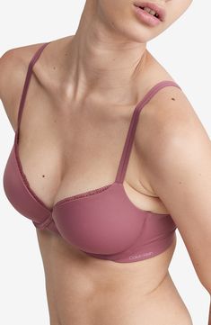 Perfect for low necklines and everyday outfits, this plunging push-up bra is made from silky microfiber jersey with smooth contour cups and dainty picot trim. 62% nylon, 38% elastane Hand wash, line dry Imported Lounge Uk, Party Bra, Low V Neck Dress, Pink Bras, Bra Photos, Amazing Spiderman Movie, Victoria Secret Pink Bras, Hand Pic, Girl Hand