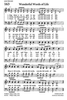 an old sheet music page with the words wonderful words of life