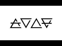 three triangles are shown in black and white, with the word ava on it's side