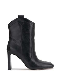 Xovira Heeled Bootie in Black Leather – Jessica Simpson Black 7, Dress And Heels, Jessica Simpson, Bootie, Heel Height, Black Leather, Product Description, Boots, Heels