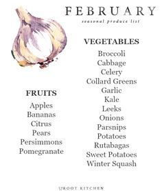 an image of a list of vegetables for the month of februan on a white background