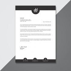 a black and white business letterhead on a gray background with the word dj