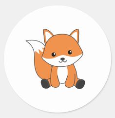 an orange fox sitting on top of a white circle