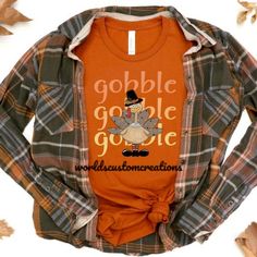 Gobble Gobble Turkey Thanksgiving Tee. Can Make In A Variety Of Sizes And Colors. Tees Are Unisex. Check My Listing For A Matching Kids Print. Prefer A Different Style (Sweatshirt, V-Neck, Long Sleeve Etc) Please Dm Or Comment To Discuss. #Turkey #Thanksgiving #Gobble #Matching #Mommyandme Brown Graphic Print Shirt For Fall, Tops For Women Long Sleeve, Tops For Women Long, Thanksgiving Tee, Email Sign, Aesthetic Grunge Outfit, Kids Print, Turkey Thanksgiving, Gobble Gobble