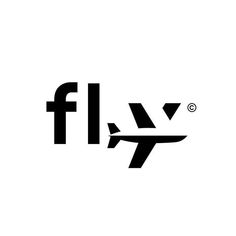 a black and white logo with the letter f in it's center, on top of an airplane