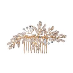 Gold CrystalLeaf with Pearl Hair Comb Pearl Hair Comb, Pearl Hair Combs, Pearl Hair, Gold Crystal, Hair Comb, Comb, Hair Accessories, Prom, Crystals