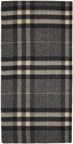 Brushed wool flannel scarf featuring gradient check pattern woven in tones grey, black, and beige. Approx. 67 length x 11.75 width. Supplier color: Check Flannel Scarf, Flannel Scarves, Wool Flannel, Black And Beige, Check Pattern, Luxury Streetwear, Designer Fashion, Textiles, Perfect Clothing