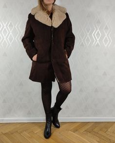 Sheepskin Shearling Jacket was produced in a small family workshop in Poland. Dimensions: sleeve from the collar: 83 cm sleeve from the armpit: 45 cm in the chest: 60 x 2 cm total length: 91 cm Our model is 173 tall and wear M / L size. Brown Sheepskin Long Sleeve Outerwear, Brown Fitted Fur Coat For Cold Weather, Fitted Sheepskin Outerwear For Winter, Fitted Brown Shearling Fur Coat, Brown Fur Coat With Padded Collar For Fall, Fitted Long Sleeve Sheepskin Fur Coat, Fitted Shearling Fur Coat For Winter, Fitted Shearling Fur Coat For Fall, Fitted Fall Shearling Fur Coat