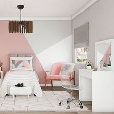 Girl Room Inspiration, Hiasan Bilik Tidur, Girl Bedroom Walls, Bedroom Wall Designs, Bedroom Wall Paint, Cute Bedroom Ideas, Shared Room, Baby Room Design