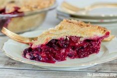 a piece of pie on a plate with a fork